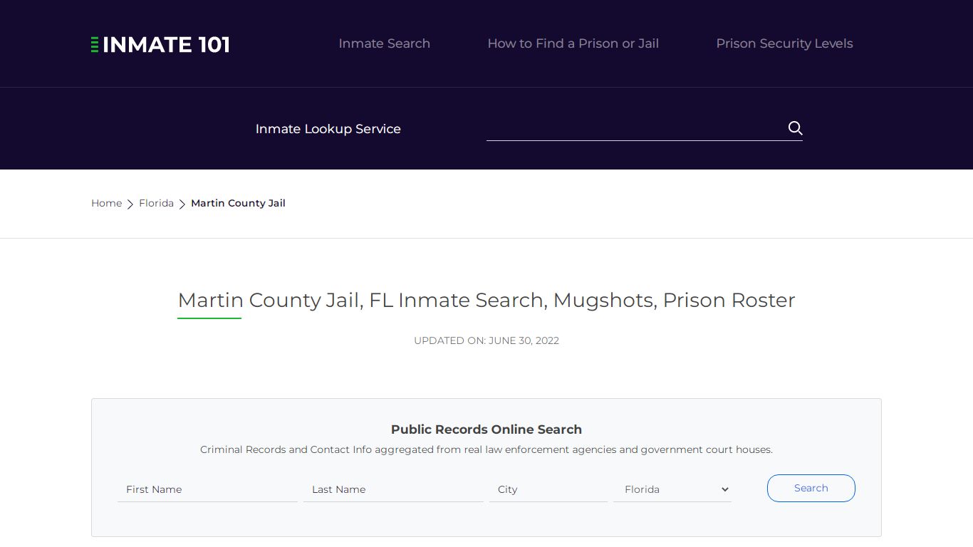 Martin County Jail, FL Inmate Search, Mugshots, Prison ...